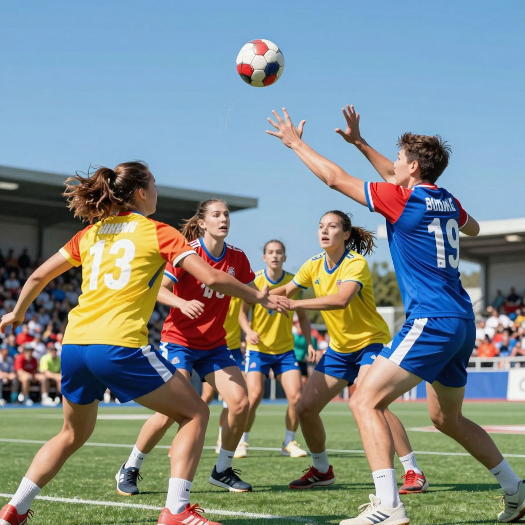 Handball player throwing the ball